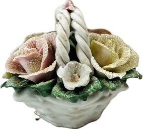 Bisque Porcelain Floral Basket