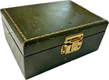 Vintage Leather Musical Jewelry Box - Velvet Interior - Signed 'Thorens Distributed By Silverite Co Brooklyn'