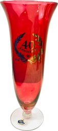 Ruby Glass Trumpet Vase - Signed Handmade Weston, West Virginia