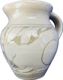 Miranda Thomas Pottery Carved Slipware Bunny Pitcher - Signed With Miranda Thomas Pottery Maker's Mark