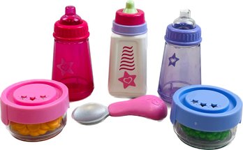 American Girl Bitty Baby Bottles, Food And Spoon