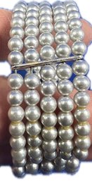 Multi Strand Pearl Wired Costume Bracelet