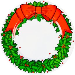 Fitz & Floyd Vintage Holiday Plate - Signed 'holly Wreath - Fitz & Floyd'