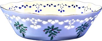 Lenox Holiday Collection - Porcelain Basket With Pierced Edges - Signed 'Lenox'