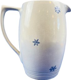 Ceramic Holiday Pitcher With Snowflake Design - Signed '386' On Base