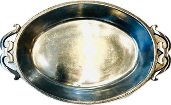 Pewter Tone Serving Tray - Signed On Base