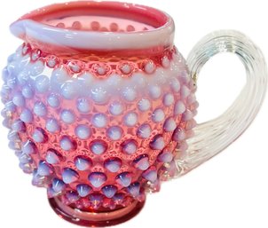 Vintage Fenton Cranberry Opalescent Hobnail Pitcher