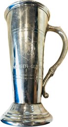 English Sheffield Pewter Pilsner With Handle Trophy Piece - Signed 'English Sheffield'