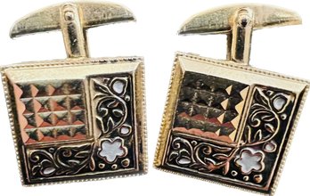 Vintage Gold Tone & Enamel Cuff Links