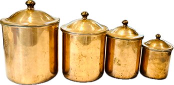 Graduated Copper Canisters With Tin Linings