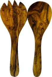 Wooden Serving Spoon & Fork - Lovely Wood Grain