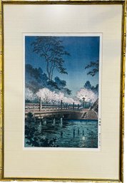 Vintage Tsuchiya Koitsu Color Woodcut - From 'Tokyo Fukei Series'  Image Of Benkei Bridge