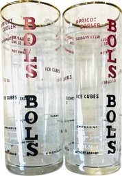 Vintage Bolls Cocktail Glasses With Measurements & Mixers