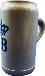 German Hofbrauhaus Munchen Salt Glaze Beer Stein - Incised Hallmark Near Handle