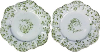Vintage English Porcelain Matching Plates - Scalloped Border - Signed 'Foley China Made In England'