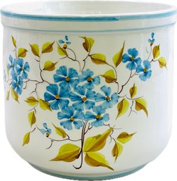 Vintage Italian Hand Painted Pottery Cache Pot - Signed On Base