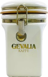 Vintage Coffee Gevalia Kaffe Canister Latch Crock Jar Container/ White Ceramic