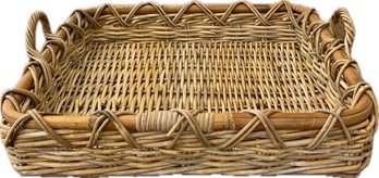 Rattan And Wooden Rimmed Basket