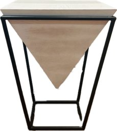 Inverted Pyramid Side Table - Modern Style - Wood & Metal
