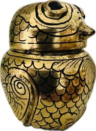 Vintage Lacquerware Owl Trinket Box With Gilt Detailing