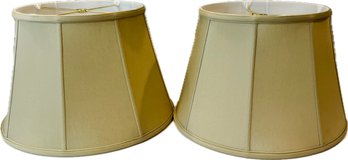 Pair Of Silk Lamp Shades -  Approx. 11.75' Height X 11.25' Width - Ecru Neutral Color