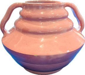 Decorative Ceramic Vessel With Handles - In The Style Of Native American Form