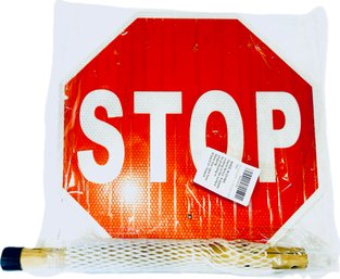 New! Never Used Or Opened! Reversible Stop & Slow Sign With Attachment - Still In Wrapping