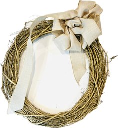 Gilt Grapevine Wreath With Hand Made Wired Linen Bow