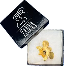 Gold Tone Costume Brooch With Gift Box