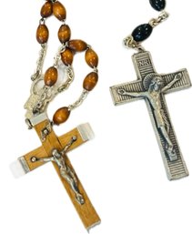 Two Sets Of Rosary Beads With Storage Box - One Signed 'Missionhurst - Italy'