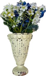 Wrought Iron Vase With Small Floral Arrangement