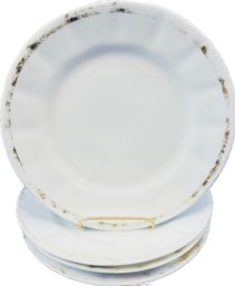 Vintage Ironstone Plates With Faded Gold Rim