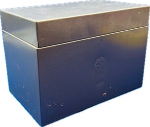 Vintage Metal File Storage Box With Hinged Lid