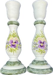 Hand Painted Wooden Candleholders