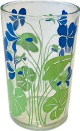 Vintage Swanky Swig Blue Posy Design - Hazel Atlas Glass