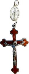 Italian Crucifix & Immaculate Medal - Cross Signed 'Italy'