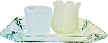 Frosted Glass Votives & Glass Candle Trivet