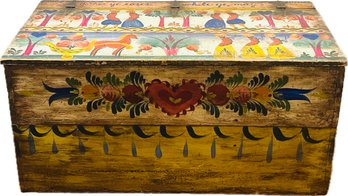 Collectible Trunk - 'Peter Hunt' Hand Painted Folk Art Blanket Chest