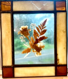 Stained Glass Decor With Pressed Floral Design