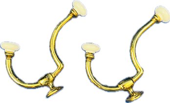 Brass Wall Hooks With Porcelain Caps