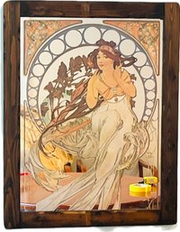 Vintage Mirror - Alphonse Mucha Art Nouveau Image On Mirror