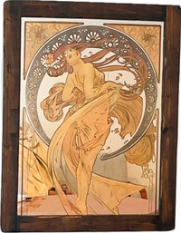 Vintage Mirror - Alphonse Mucha Art Nouveau Image On Mirror