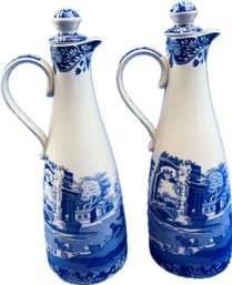 English Spode Porcelain Oil & Vinegar Set - Signed 'Italian' Pattern
