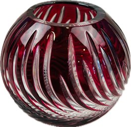 Ruby Glass & Cut To Clear Cut Crystal Rose Bowl