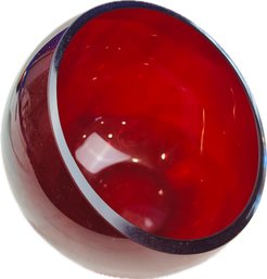 Ruby Glass Bowl With Angular Design