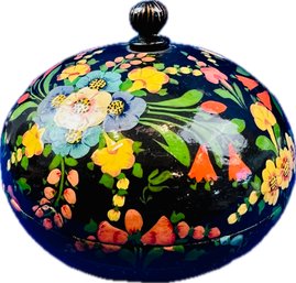 Hand Painted Paper Mache Covered Trinket Box - Signed 'Kashmir'