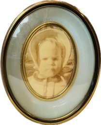 Vintage Shadow Box Frame With Interior Blue Rim - Convex Glass, Velvet Easel-back Finishing