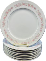 Fine China Of Japan Minuet Pattern 8671 Floral Gold Edge - Set Of Eight - 12' Dinner Plates
