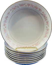 Fine China Of Japan Minuet Pattern 8671 Floral Gold Edge - Set Of Eight - 8' Bowls
