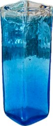 Blue Glass Vase - Signed 'Burton & Burton' Ombre Design - Clear To Dark